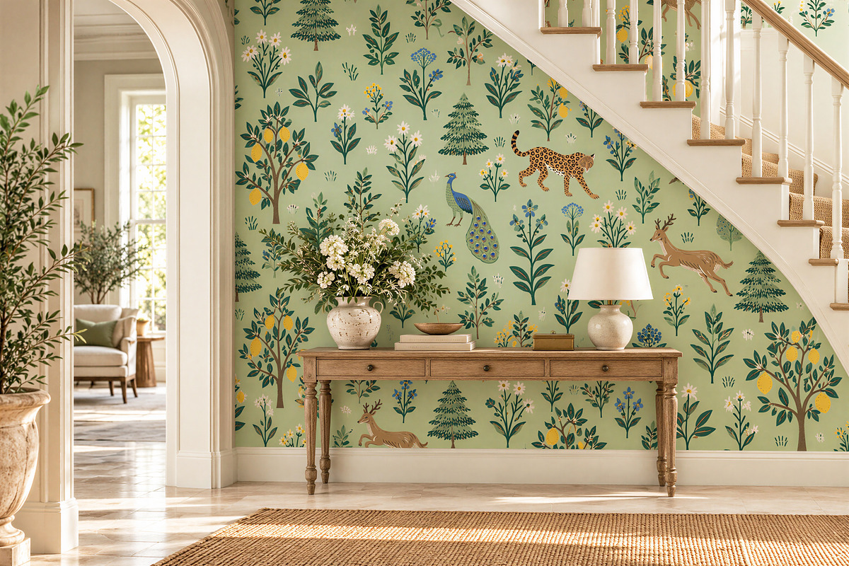 Exotic Garden I Mint Wallpaper, a Wallpaper Graphic by by creative paper (Photo 4 of 15)