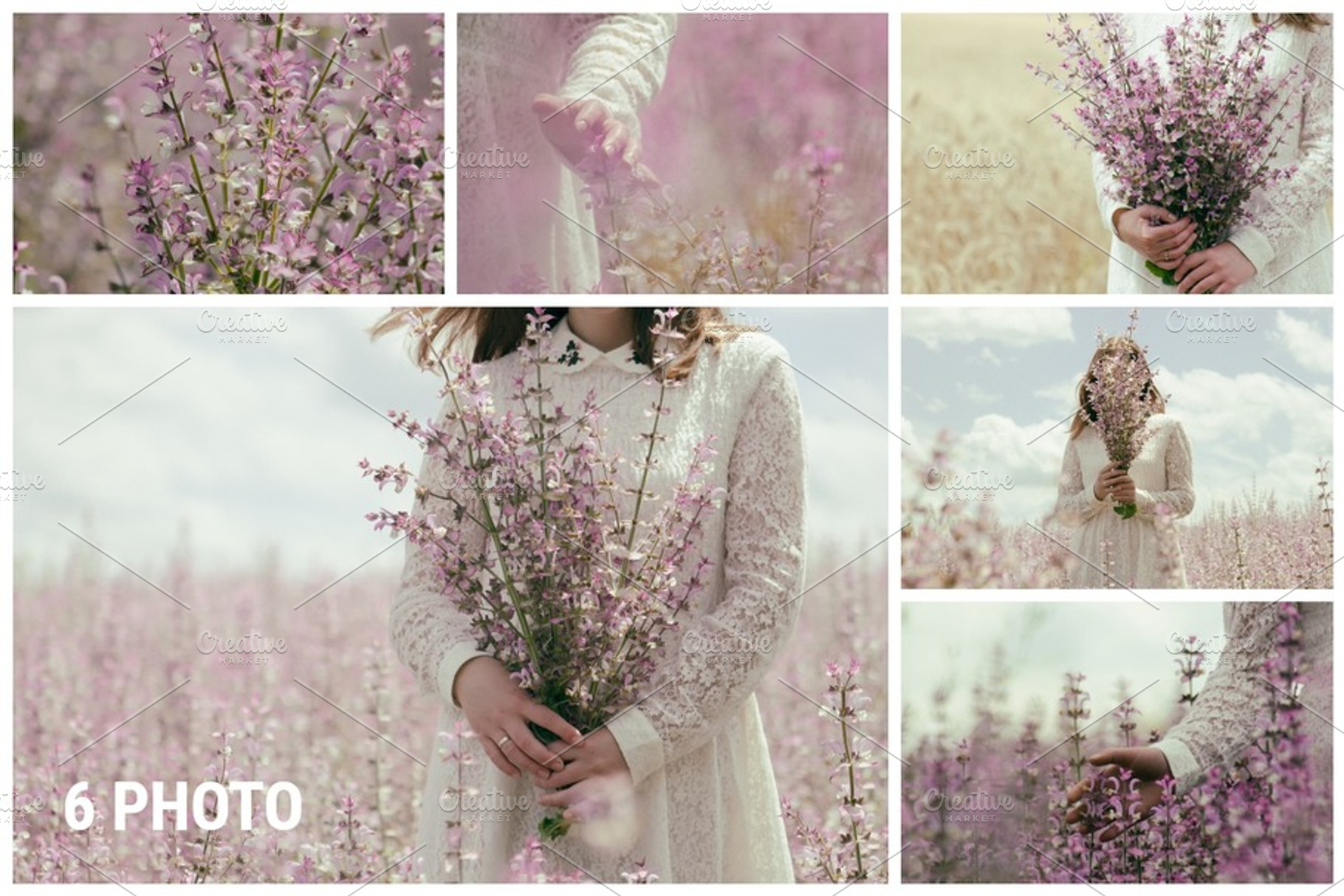 Girl outdoors in a field of sage stock photo containing adult and barefoot, a Person Photo by E+A Store