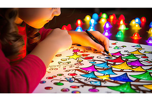 markers christmas lights drawing ai, a Background Photo by pikepicture