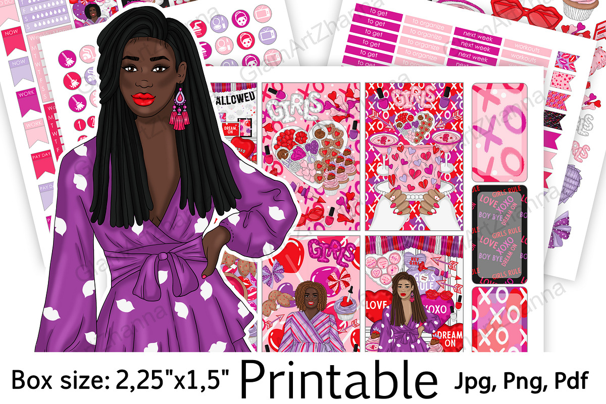 Galentines Stickers 2,25x1,5, a Stationery Template by GlamArtZhanna (Photo 1 of 6)