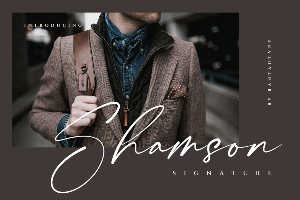 Shamson Signature Font, a Script Font by RantautypeStudio (Photo 1 of 17)
