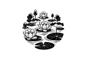 Lotus Pond Silhouette SVG Bundle, an Illustration by yasushie (Thumbnail 2 of 31)