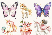 Watercolor Unicorn Fairy Clipart, an Animal Illustration by SparkyDesignsUS (Thumbnail 1 of 9)