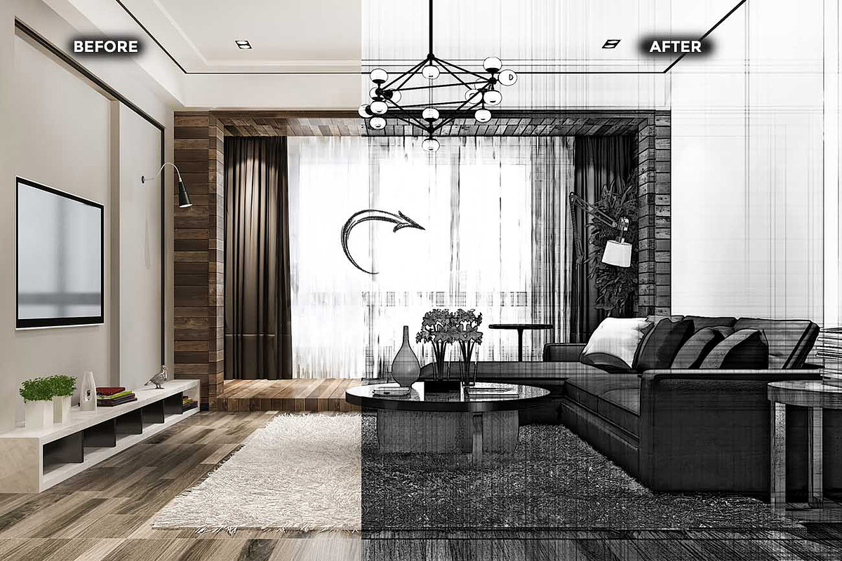 ARCHITECTURAL SKETCH FX — Ps Action, an Action Add-On by Studio Retouch (Photo 6 of 12)
