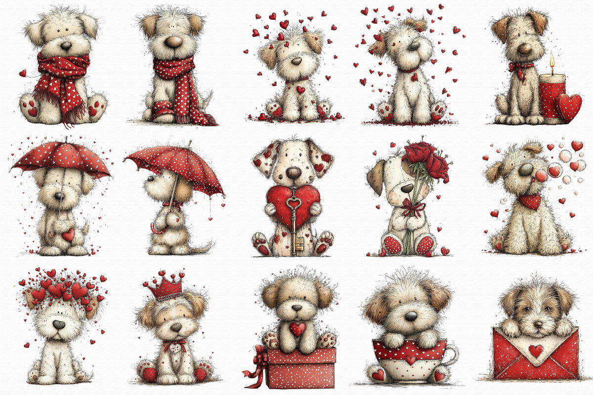 Whimsical Valentine Dog Clipart, an Illustration by Libby Wishes (Photo 4 of 7)