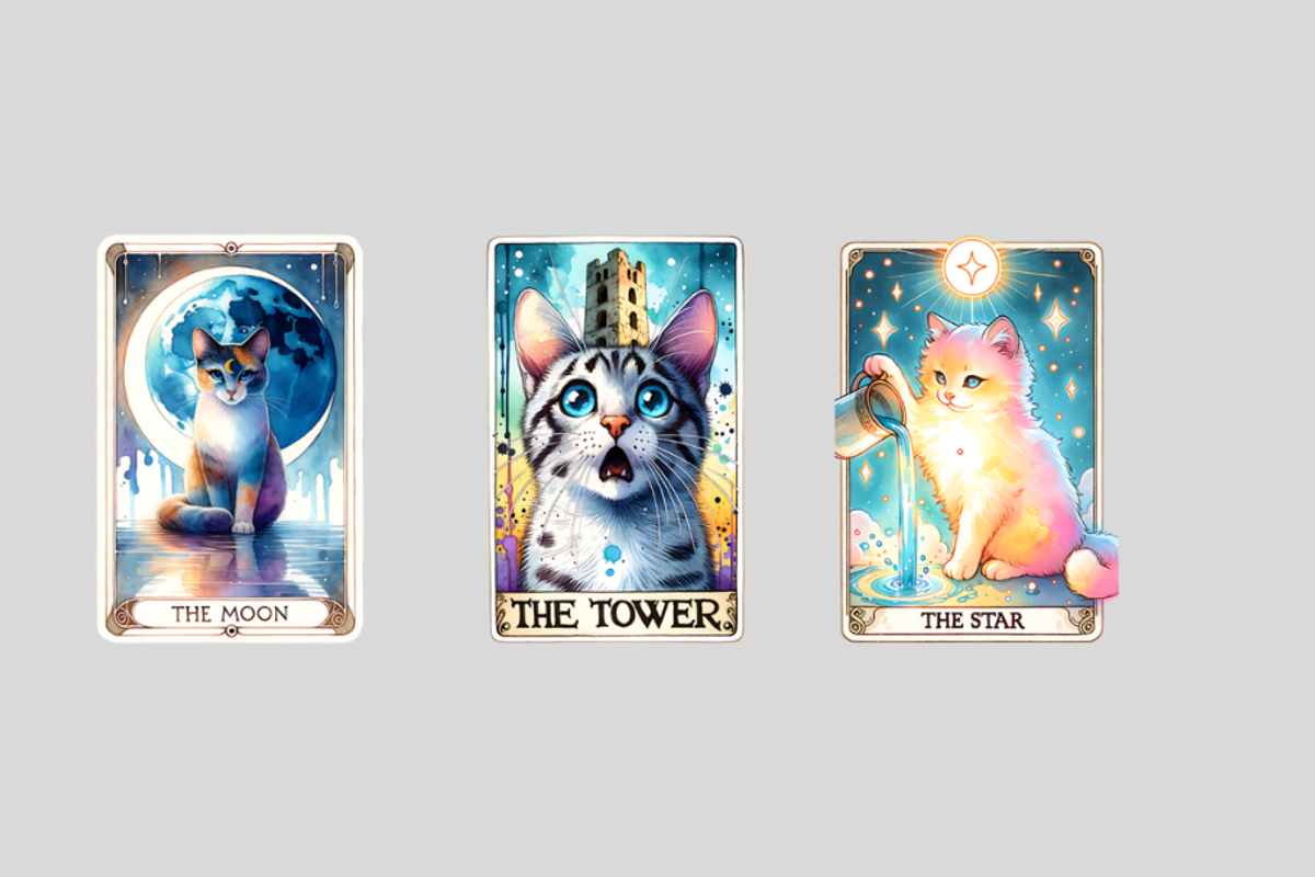 Watercolor Tarot Cat Clipart, an Animal Illustration by HoneyBunnyDigital (Photo 4 of 7)