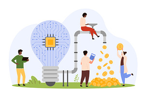 Money flow of income from digital, a Finance Illustration by Flashvector