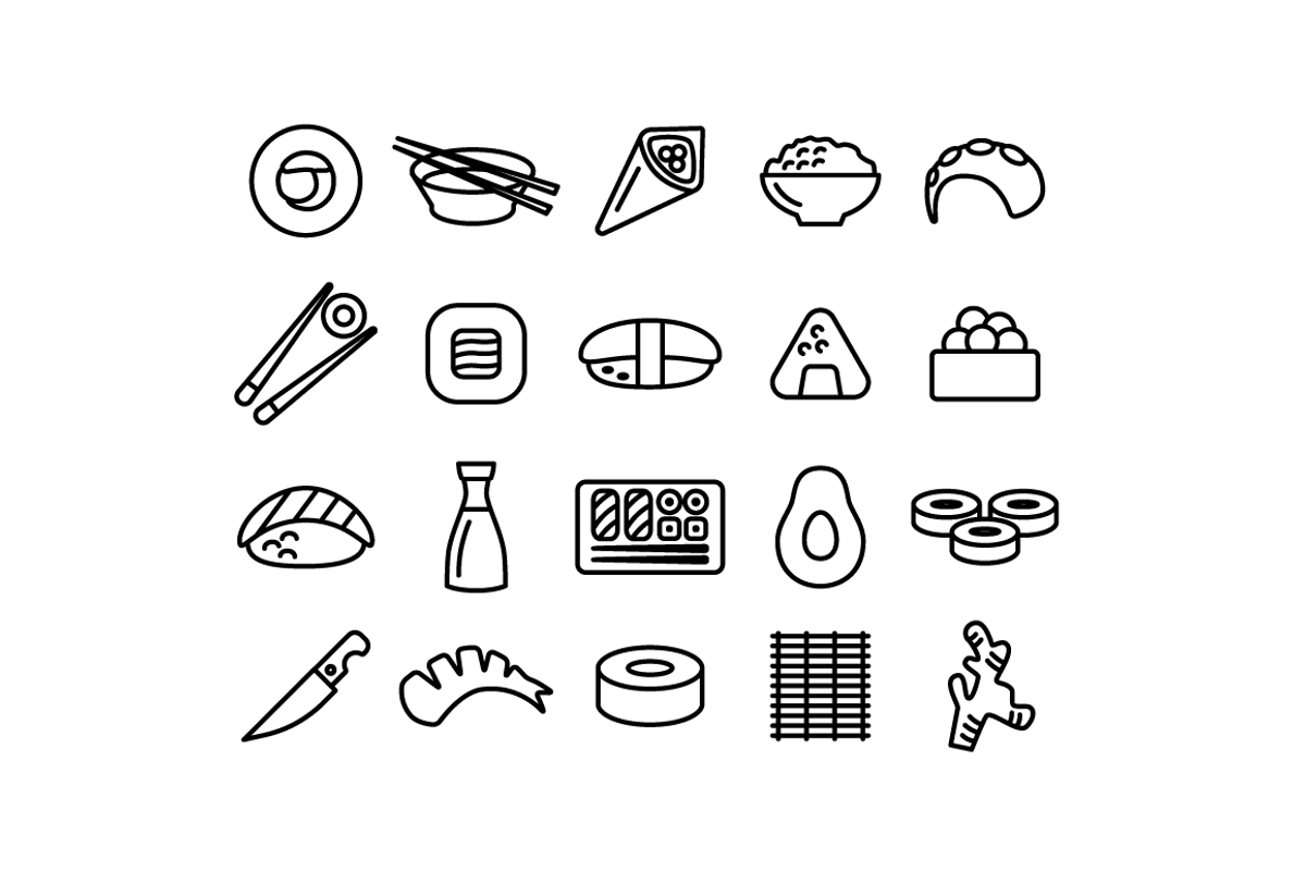 SUSHI - vector line icons, an Outline Icon by marusdesign (Photo 2 of 2)