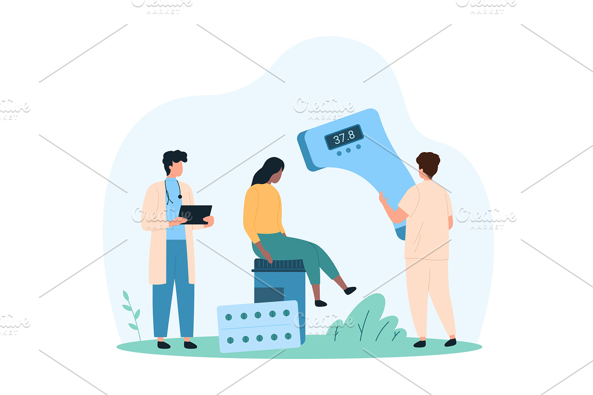 Cold & flu disease symptoms high, a Person Illustration by Flashvector