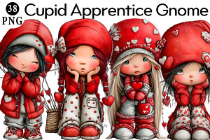 Cupid Apprentice Gnome Clipart, an Illustration by Daily.Designs