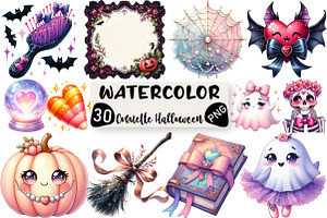 Cute Coquette Halloween Clipart, an Illustration by Black Bird Studio