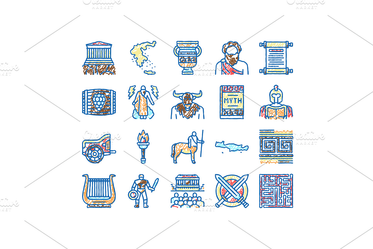 Ancient Greece Mythology History, an Object Illustration by pikepicture