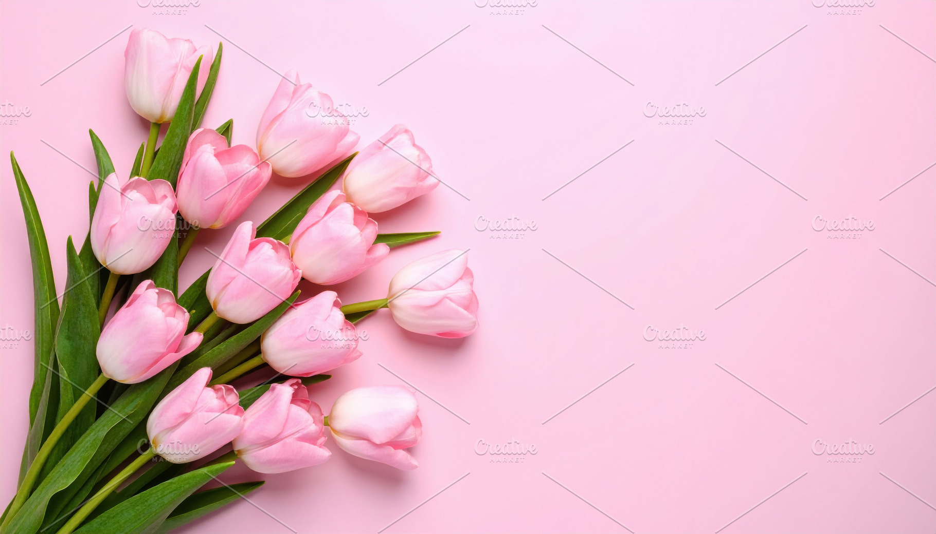 Pink Tulips on Pastel Background, an Abstract Photo by Davizro's Market