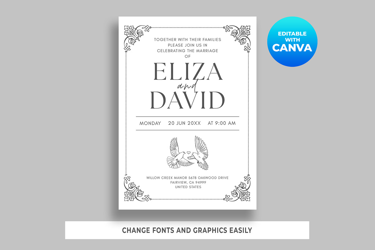 Minimalist Wedding Invitation Canva, an Invitation Template by M9 Design (Photo 2 of 5)