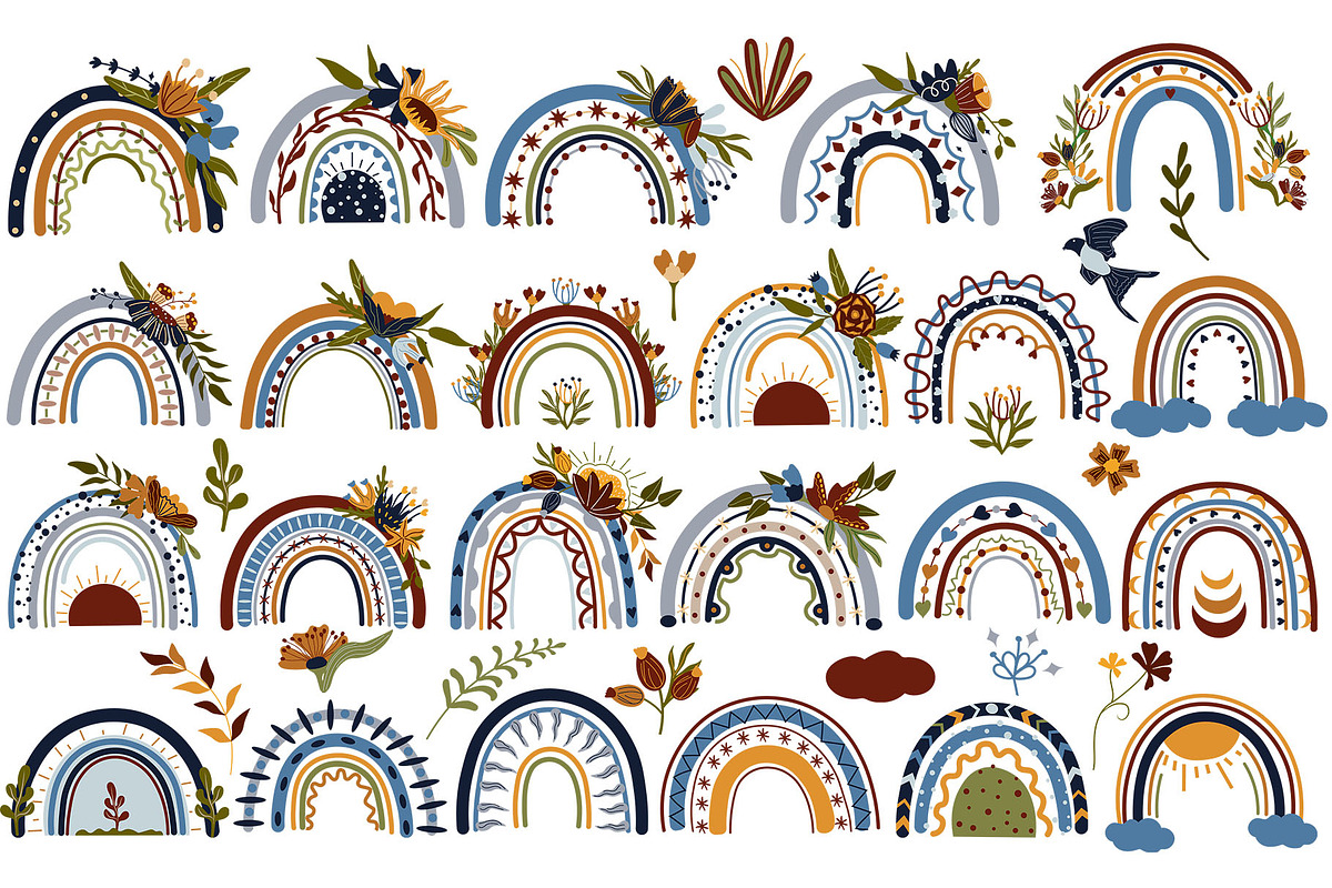 Boho Rainbows, Floral Rainbows, a Decorative Illustration by Usis (Photo 5 of 10)