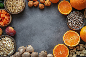 Assorted whole vegan foods and, a Food & Drink Photo by Rodica Ciorba