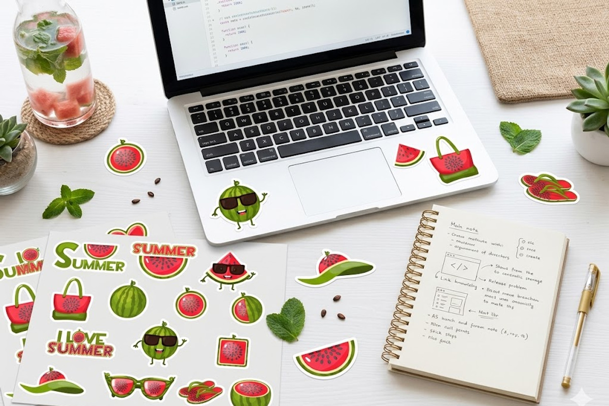 Summer Watermelon Sticker Collection, an Object Graphic by BabySofja (Photo 4 of 4)