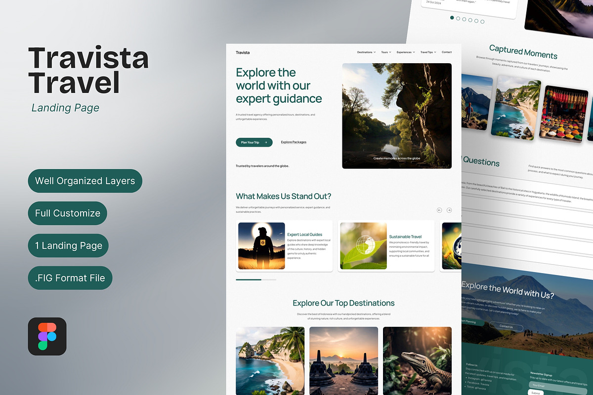 Travista - Figma Landing Page, a Landing Page Template by FIBRINOSÄ (Photo 1 of 5)