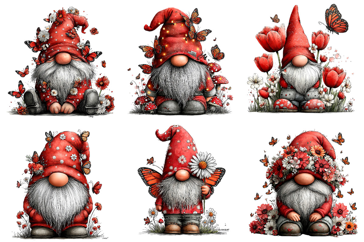 Whimsical Spring Gnome Butterflies, an Illustration by Dream Creation (Photo 2 of 7)