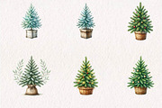Watercolor Christmas Tree Clipart, a Seasonal Illustration by CreationArt (Thumbnail 4 of 7)