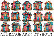 Watercolor Beach Huts Summer Clipart, an Illustration by Canvas Craft (Thumbnail 3 of 7)