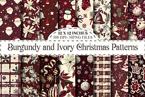 Burgundy Ivory Christmas Patterns