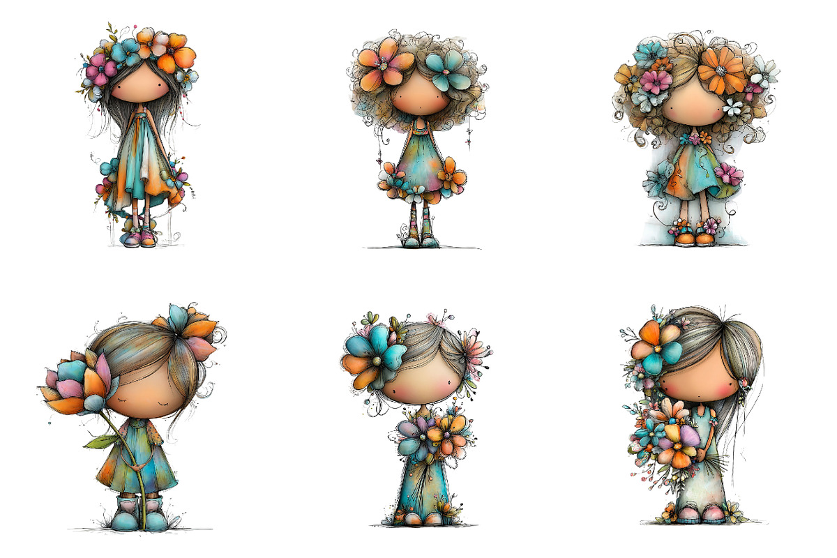 Whimsical spring fairy clipart, an Illustration by SinaCreation (Photo 3 of 11)