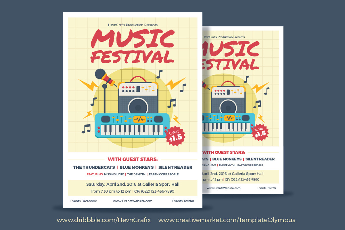3 Music Event Flyers, a Flyer Template by Marco Zenki (Photo 2 of 5)