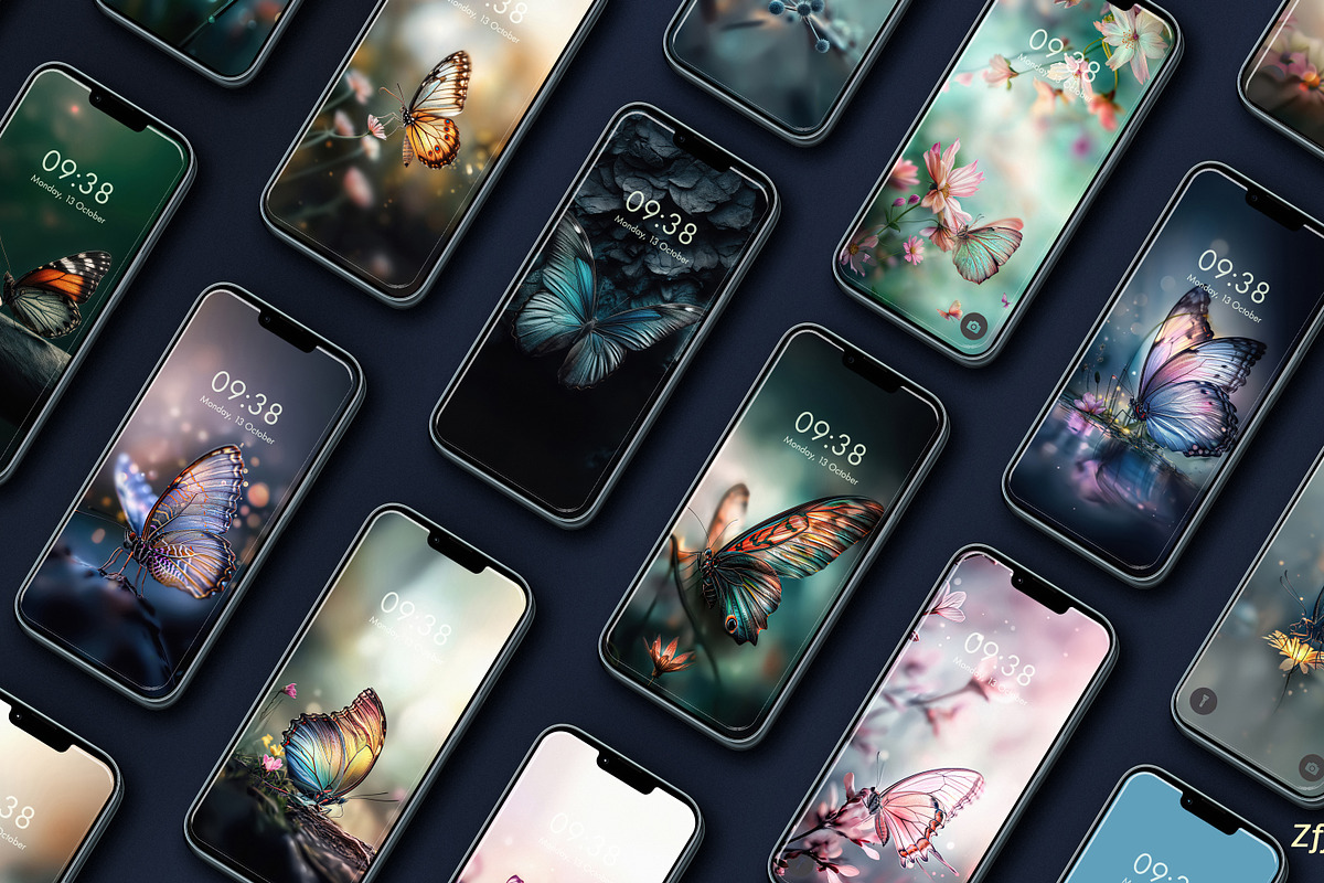 22 Magic Butterfly Wallpapers Pack, a Wallpaper Graphic by BazziBa♥ (Photo 2 of 5)
