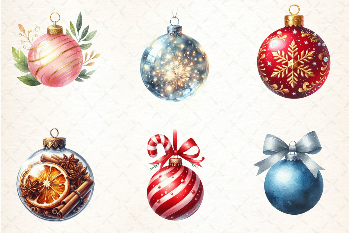Christmas Balls Ornaments Clipart, an Illustration by DreamCafeArt (Photo 6 of 8)