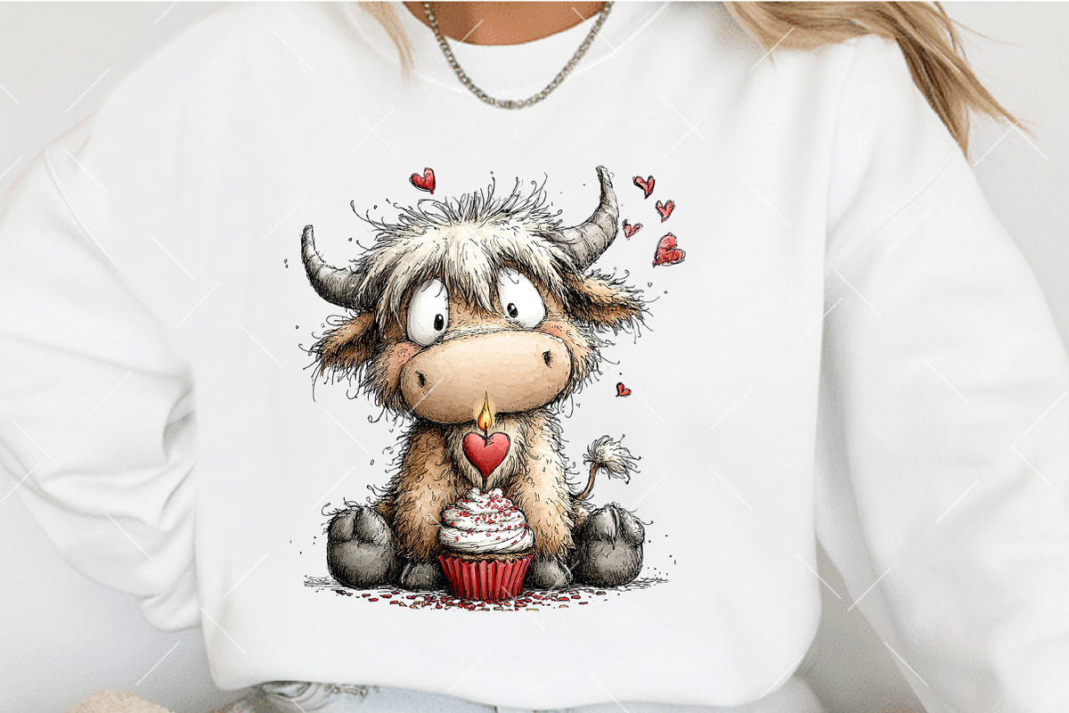 Whimsical Valentine Highland Cow Cli, an Illustration by OK Design (Photo 4 of 6)
