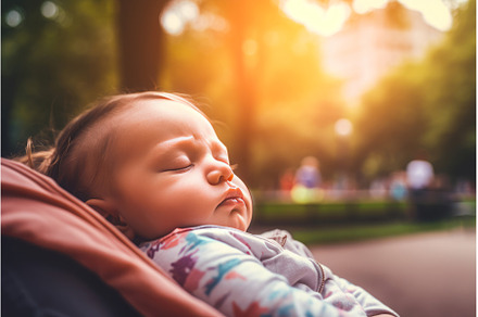 Sleeping newborn baby in park, a Nature Photo by Ylivdesign