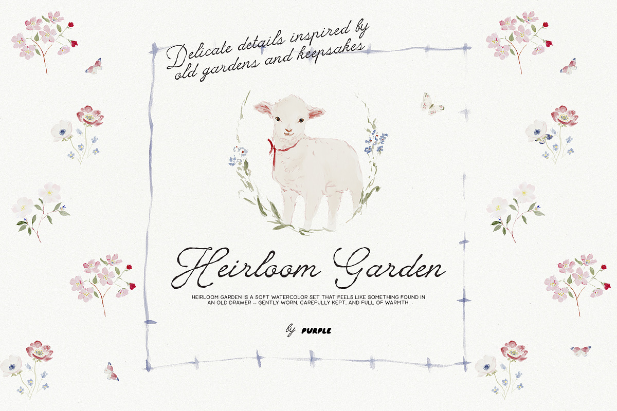 Heirloom Garden: watercolor clipart, a Decorative Illustration by Purple (Photo 9 of 9)