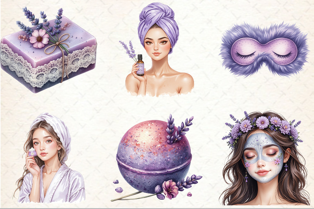 Watercolor Lavender Pamper Time Clip, an Illustration by Rose Art (Photo 6 of 7)