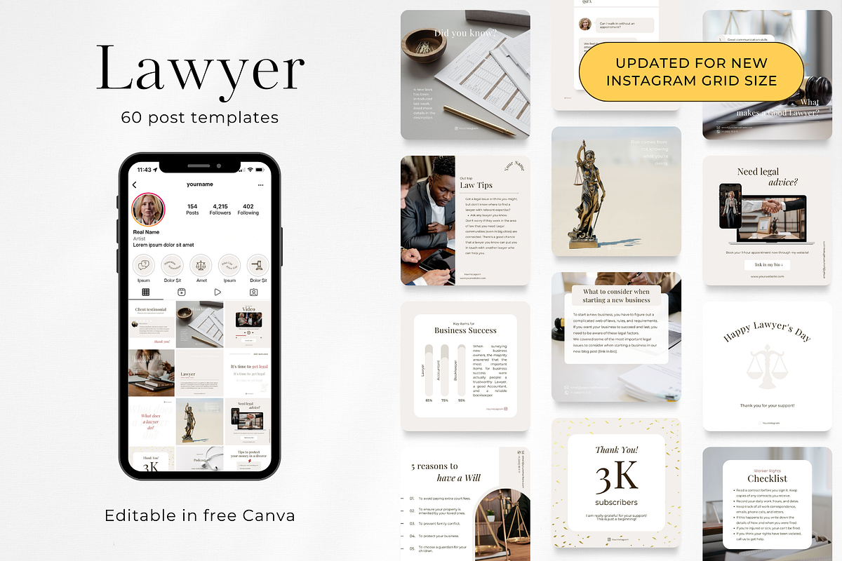 60 Lawyer Social Media Posts, a Social Media Template by PatternLab. (Photo 1 of 9)