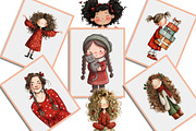 Quirky Funny Christmas Girls Clipart, an Illustration by Creative Art (Thumbnail 11 of 13)