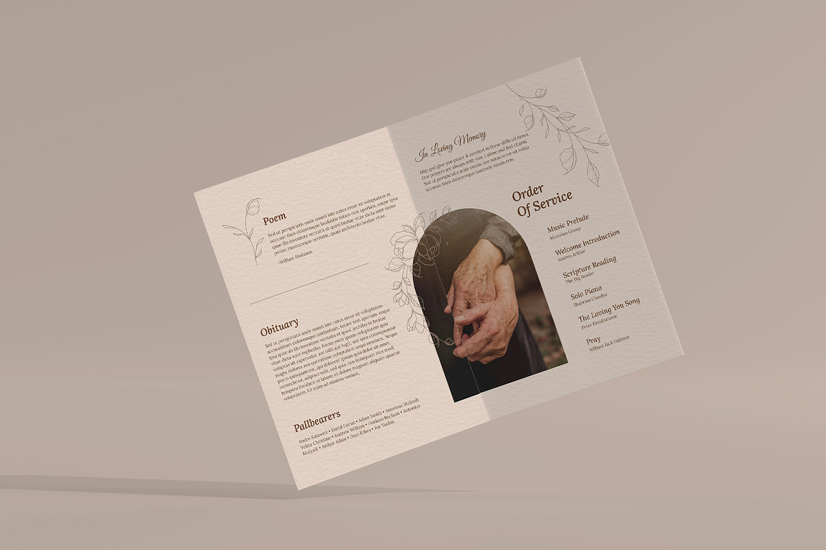 Brown Floral Funeral Program, a Brochure Template by Neermana (Photo 2 of 4)