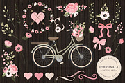 Soft Pink Vector Bicycle & Flowers, an Illustration by Amanda Ilkov (Thumbnail 2 of 5)