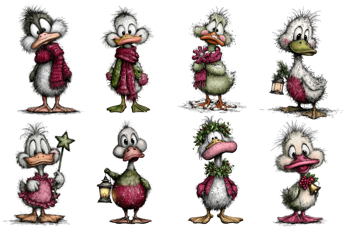 Christmas Whimsical Duck Clipart, an Illustration by Dream Creation (Photo 6 of 7)