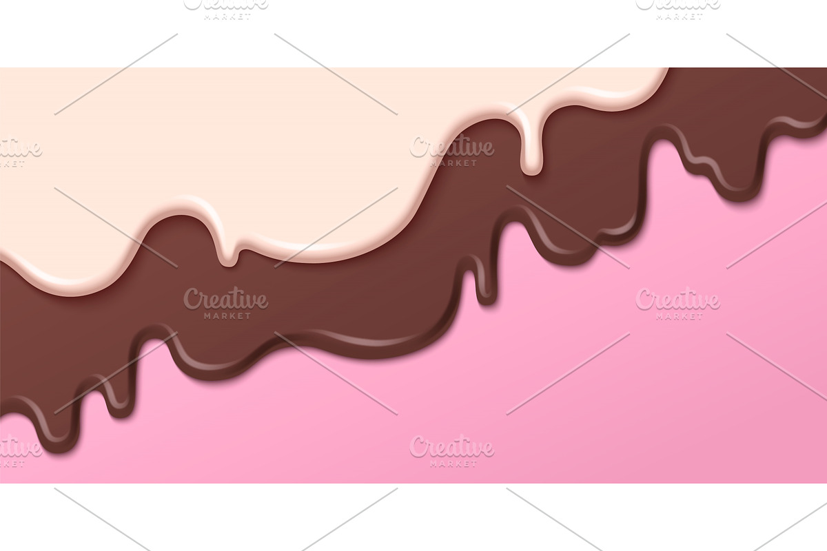 Melted ice cream dripping background, a Food Illustration by art PVP - market