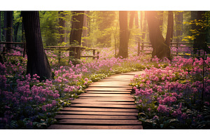 summer flower wooden forest sun ai, a Nature Photo by pikepicture