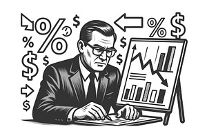 businessman analyzing financial, a Person Illustration by AlexArt