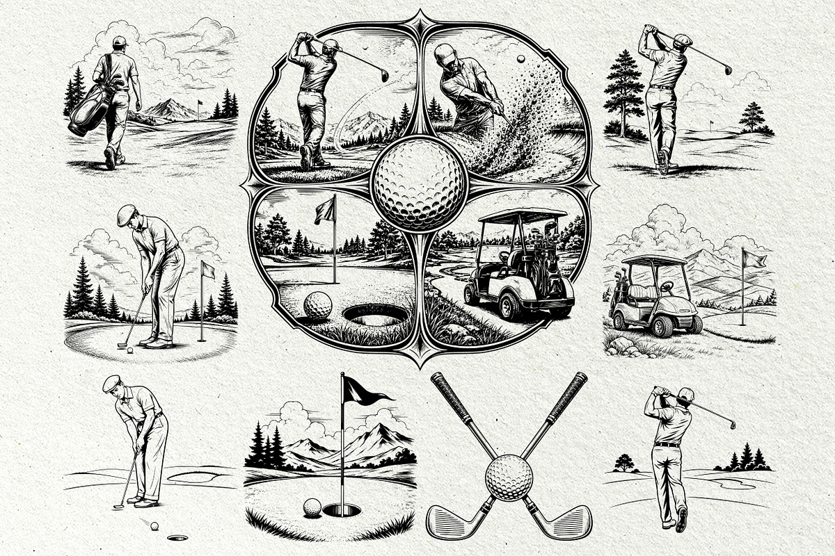 Golf Sport Line Art Graphics, a Sport Illustration by DENIDigitalArtSudio (Photo 6 of 7)