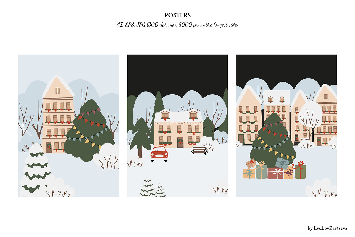 Christmas winter city clipart, a Person Illustration by LyubovZaytseva (Photo 11 of 23)