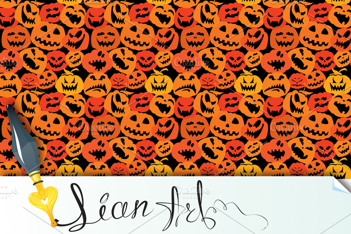 Halloween seamless pattern - pumpkin