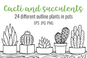 Outline cacti and succulents set, a Decorative Illustration by Primula`s shop (Thumbnail 1 of 3)