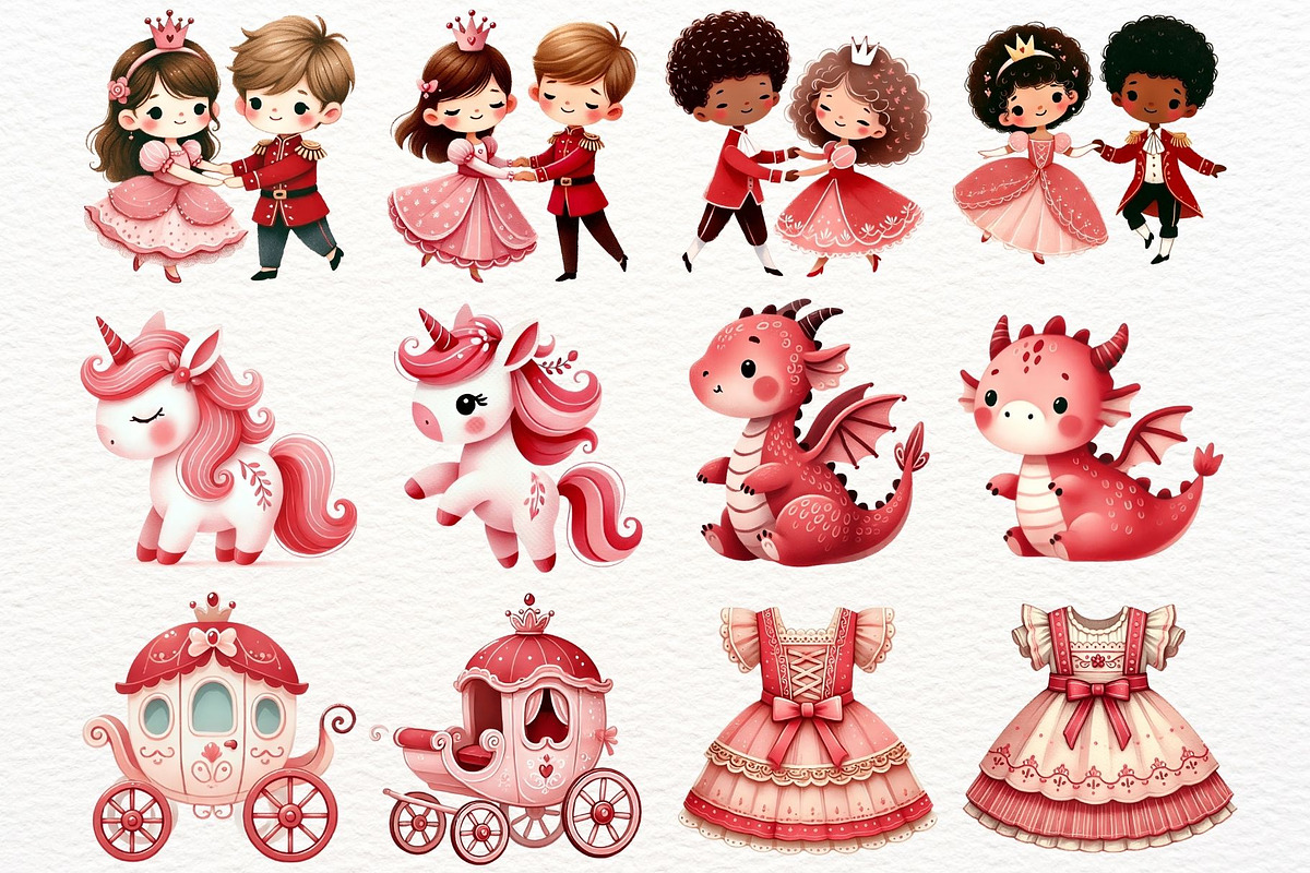 Cute Watercolor Princess Clipart, a Person Illustration by Nicolle's Colorful Art (Photo 4 of 6)
