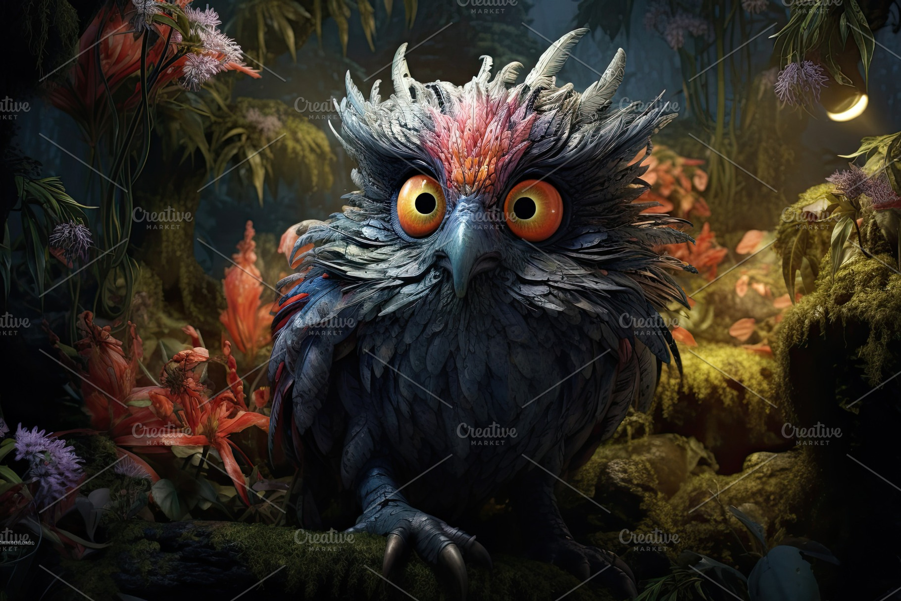 Owl in the jungle. 3D render. Fantas, a Photo by Iftikhar Alam