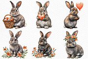 Watercolor Rabbits Clipart, an Illustration by Craft Nest (Thumbnail 6 of 9)