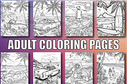 Summer Coloring Pages For Adults, a Seasonal Illustration by Design Zone (Thumbnail 4 of 7)